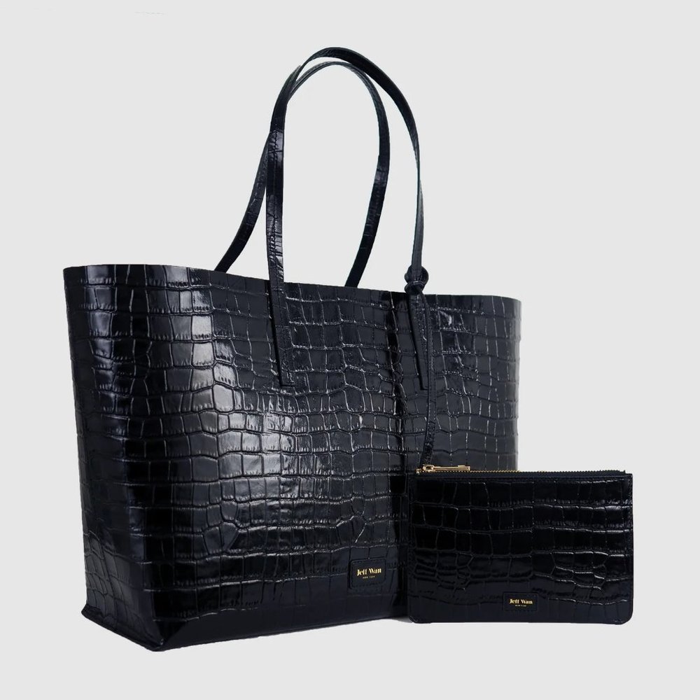 Black Hillside Tote In Embossed Leather By Jeff Wan $495